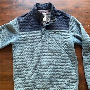Relwen Quilted Pullover Jacket Men’s Medium Blue/Gray Snap Neck Lightweight